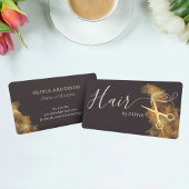 ヘアスエレガントタイリスト髪の金ゴールドはさみピンク灰色 名刺