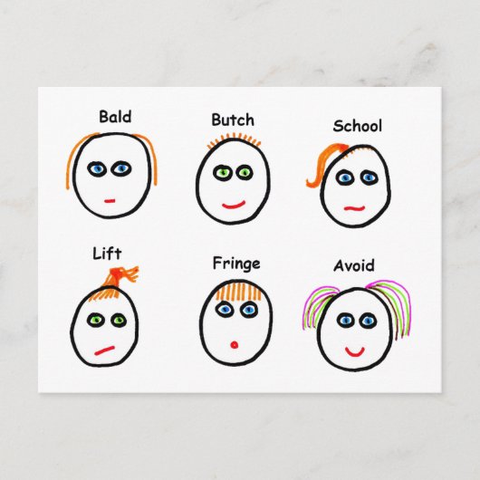 ヘアスタイおもしろいル ポストカード (正面)