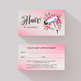 ヘアスタイモダンリスト水彩フローラヘアドライヤー 予約カード