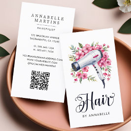 ヘアスタイモダンリスト水彩フローラヘアドライヤー 名刺
