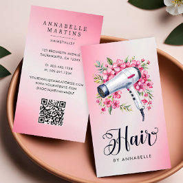 ヘアスタイモダンリスト水彩フローラヘアドライヤー 名刺
