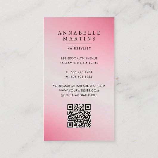 ヘアスタイモダンリスト水彩フローラヘアドライヤー 名刺 (裏面)