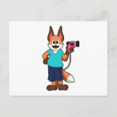 ヘアスタイリストとして働く狐のイラスト（ヘアドライヤー使用） ポストカード (正面)