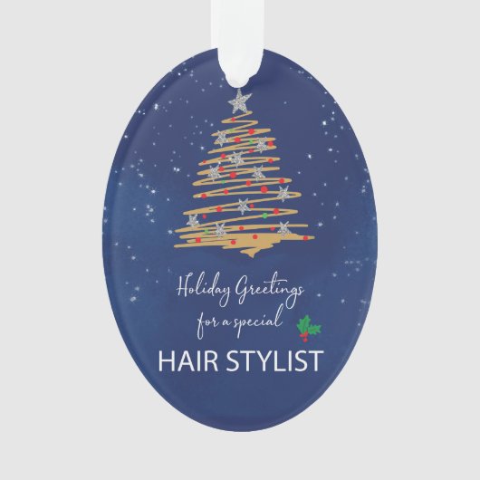 ヘアスタイリストのクリスマスツリー オーダーメイド 名前入り オーナメント (正面)