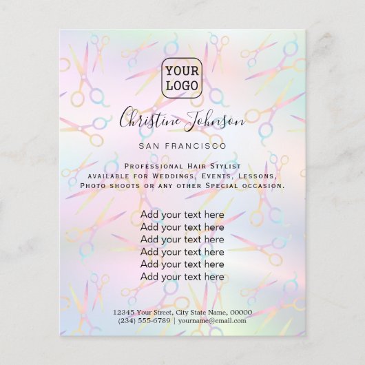 ヘアスタイリストのパステル色 チラシ (正面)
