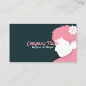 ヘアスタイリストのピンクの髪 名刺 (裏面)