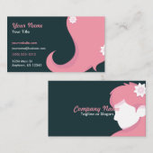 ヘアスタイリストのピンクの髪 名刺 (正面/裏面)