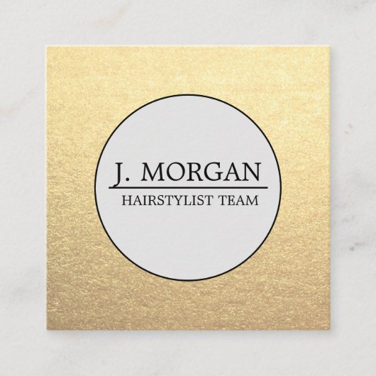 ヘアスタイリストのヘアドレッサーモダン金ゴールドブラック スクエア名刺 (正面)