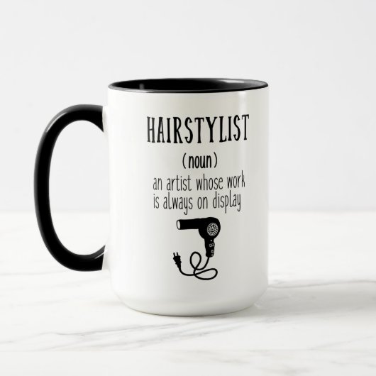 ヘアスタイリストの定義かわいいメッセージ マグカップ (左)