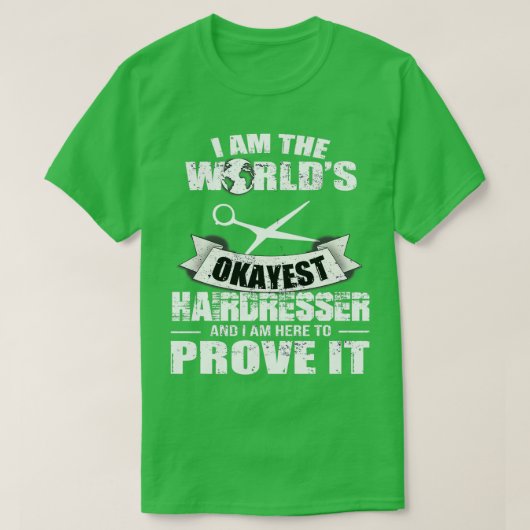 ヘアスタイリストの髪のサロンはさみ美容師 Tシャツ (デザイン正面)