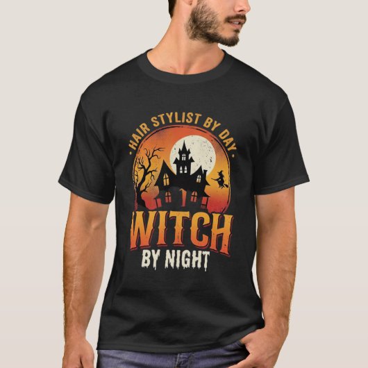 ヘアスタイリストの魔女 ハロウィーン ヴィンテージ デザイン_1 Tシャツ (正面)