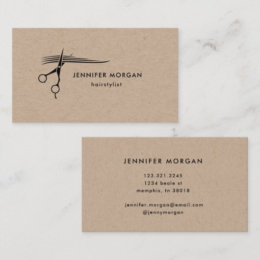 ヘアスタイリストはさみクラフト名刺 名刺 (正面/裏面)