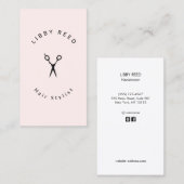 ヘアスタイリストはさみサロンシンプルライトピンク 名刺 (正面/裏面)