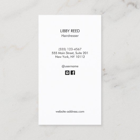 ヘアスタイリストはさみサロンシンプルライトピンク 名刺 (裏面)