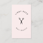 ヘアスタイリストはさみサロンシンプルライトピンク 名刺 (正面)