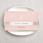 ヘアスタイリストはさみロゴフェイクシークインピンクサロン2 名刺