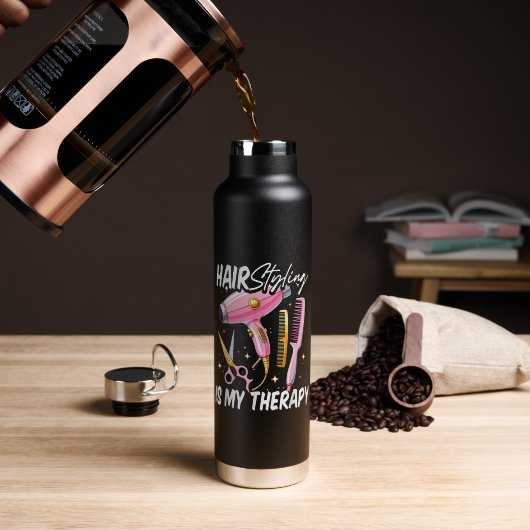 ヘアスタイリストは私の癒し ウォーターボトル (コーヒー (回転後))