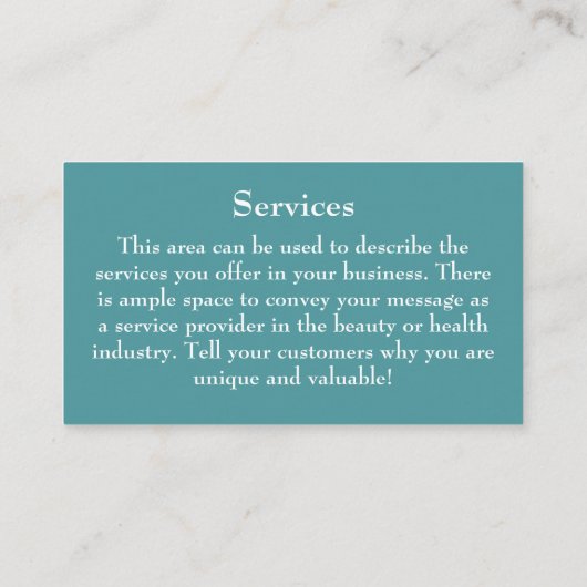 ヘアスタイリストまたはエステティシャン 名刺 (裏面)