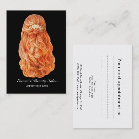 ヘアスタイリストアポイントメントカード 予約カード (正面/裏面)