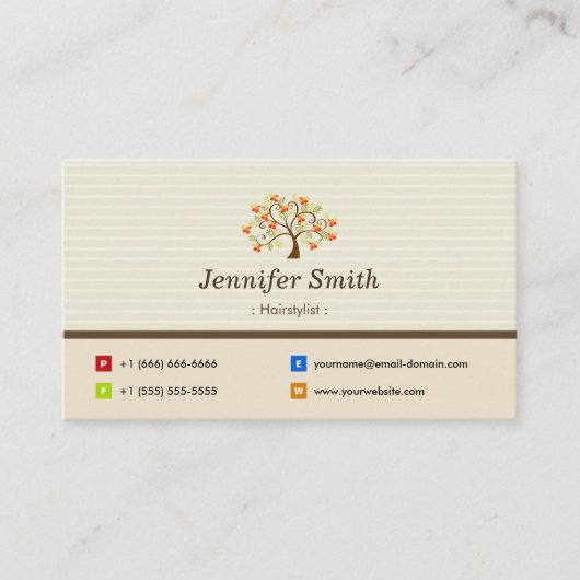 ヘアスタイリストエレガント – ツリー記号 名刺 (正面)