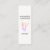 ヘアスタイリストカラフルシックな鋏と櫛 スキニー名刺 (正面)