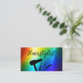 ヘアスタイリストカラフルトレンディーアポイントメントアラーム 名刺 (スタンド正面)