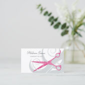 ヘアスタイリストガーリーピンクシザーズカールアポイントメント 予約カード (スタンド正面)