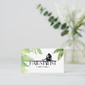 ヘアスタイリストガールシルエット葉パームビジネスC 名刺 (スタンド正面)