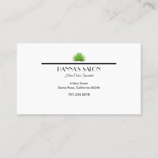 ヘアスタイリストガールシルエット葉パームビジネスC 名刺 (裏面)