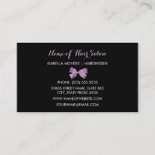 ヘアスタイリストキュートキリンプリントラベンダーパープルボウ 名刺 (裏面)