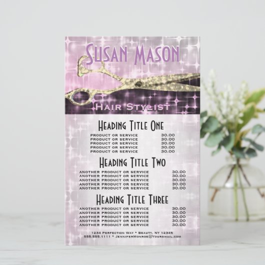 ヘアスタイリストグリッターとGlamサービスと価格設定 (スタンド正面)