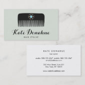 ヘアスタイリストコームはさみホワイトヘアサロン 名刺 (正面/裏面)