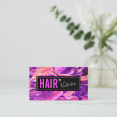 ヘアスタイリストサロンモダン抽象芸術ネオンピンクシック 名刺 (スタンド正面)
