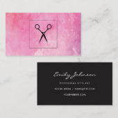 ヘアスタイリストシアースピンクの水色 名刺 (正面/裏面)