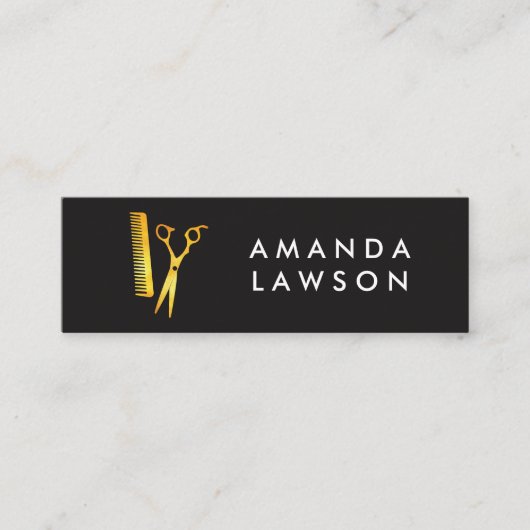 ヘアスタイリストシックシアーズ&コームゴールデン スキニー名刺 (正面)