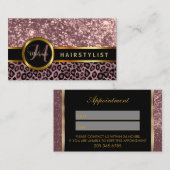 ヘアスタイリストダスティバラ金ゴールドグリッターアポイントメント 予約カード (正面/裏面)