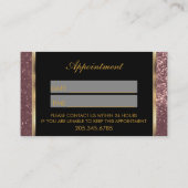 ヘアスタイリストダスティバラ金ゴールドグリッターアポイントメント 予約カード (裏面)