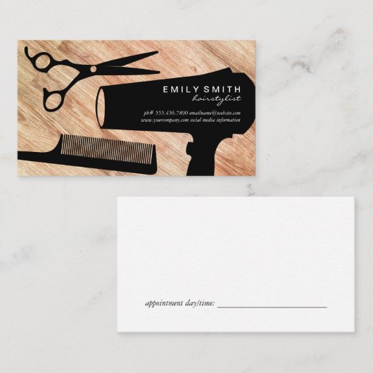 ヘアスタイリストツールウッドアポイントメント 予約カード (正面/裏面)