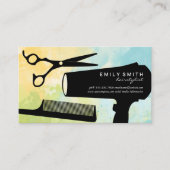 ヘアスタイリストツール | 水色芸術的 予約カード (正面)