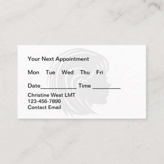 ヘアスタイリストトレンディーアポイントメント名刺 名刺 (裏面)