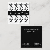 ヘアスタイリストハサミ櫛ヘアスタイリストサロン スクエア名刺 (正面/裏面)