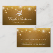 ヘアスタイリストハサミ櫛 – 金ゴールド星輝 名刺 (正面/裏面)