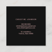 ヘアスタイリストバラ金ゴールドの黒いロゴ スクエア名刺 (裏面)