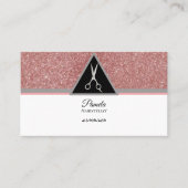 ヘアスタイリストバラ金ゴールドグリッター&大理石はさみ 名刺 (正面)