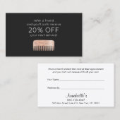 ヘアスタイリストバラ金ゴールドシークイン顧客ロイヤリティ 紹介カード (正面/裏面)