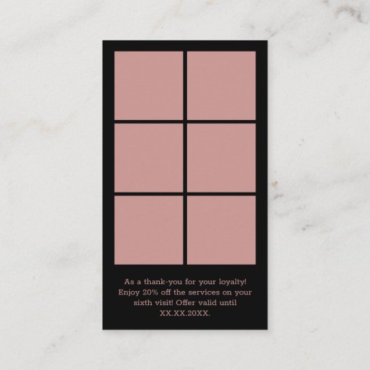 ヘアスタイリストピンク&ブラックロゴ&QR – ありがとう ロイヤリティカード (裏面)