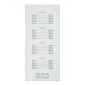 ヘアスタイリストフローラコーム髪のサロン価格一覧メニュー ラックカード (裏面)