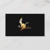 ヘアスタイリストブラック&金ゴールドレディーヘアシルエット 名刺 (裏面)