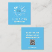 ヘアスタイリストプロフェッショナルヘアドレスサロンセージブルー スクエア名刺 (正面/裏面)