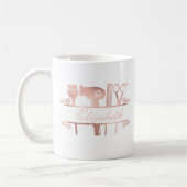 ヘアスタイリストヘアサロンモノグラムバラ金ゴールド コーヒーマグカップ (左)